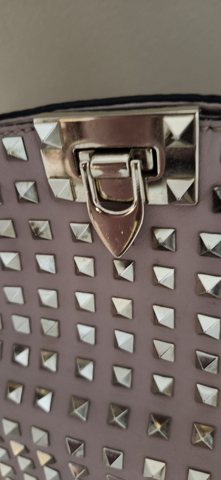  Valentino G Tan Rockstud Lambskin Leather Tote Satchel With Handles