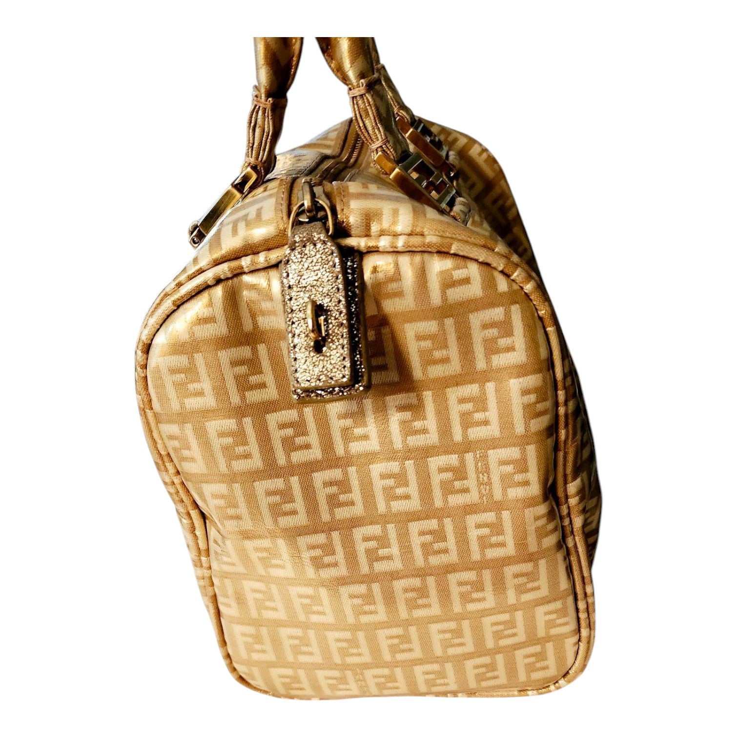 Fendi Gold Icon Logo Boston Bag with Dust Bag Perfect 4 Special Or Anytime Exlnt
