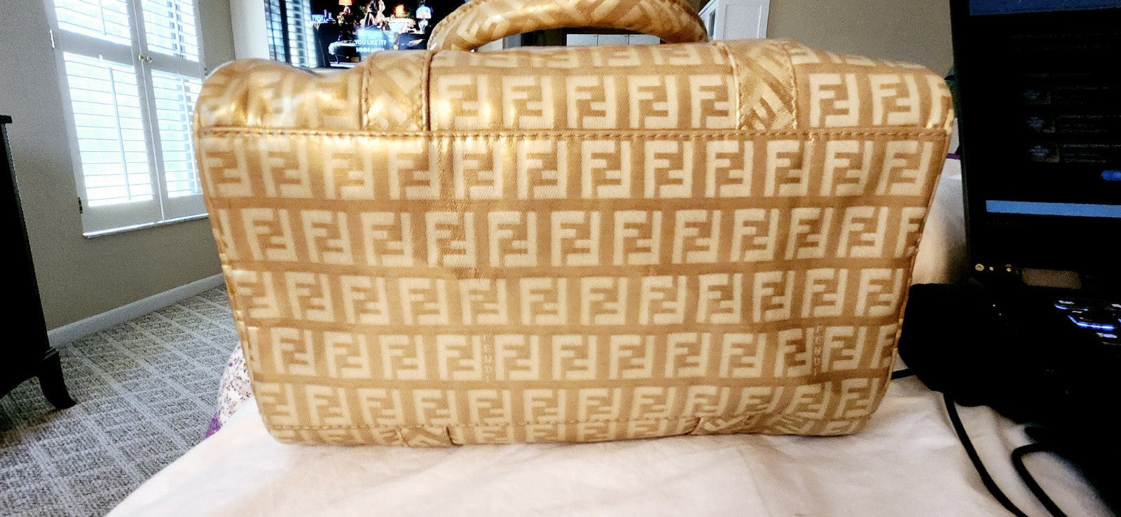 Fendi Gold Icon Logo Boston Bag with Dust Bag Perfect 4 Special Or Anytime Exlnt