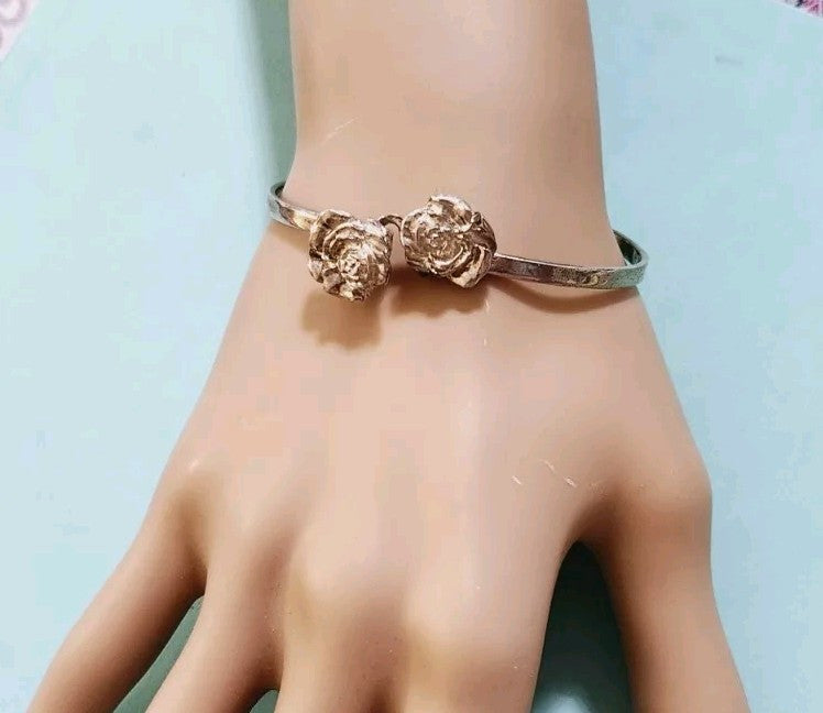 Tiffany & Co Nature Rose Bangle Bracelet Sterling Silver, Vintage, Rare