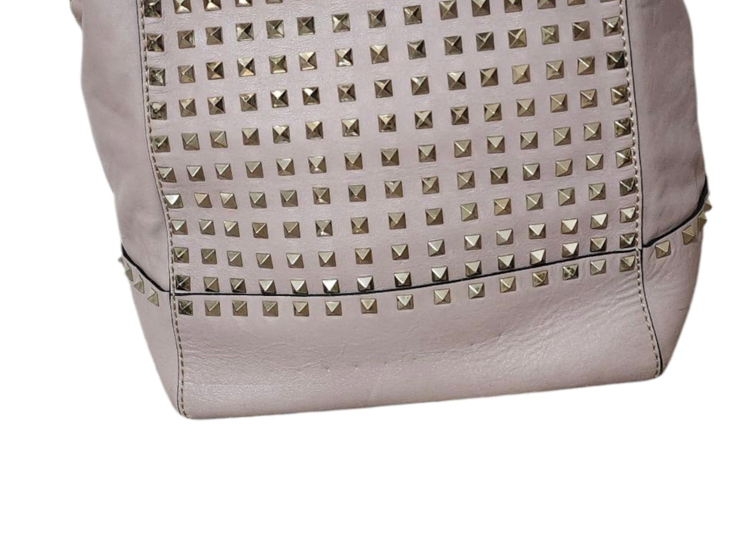  Valentino G Tan Rockstud Lambskin Leather Tote Satchel With Handles