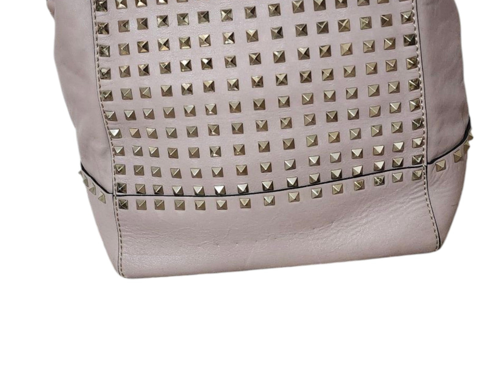  Valentino G Tan Rockstud Lambskin Leather Tote Satchel With Handles