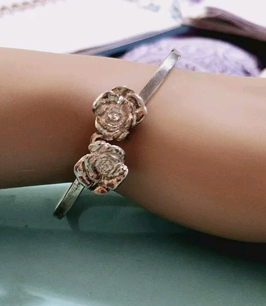 Tiffany & Co Nature Rose Bangle Bracelet Sterling Silver, Vintage, Rare
